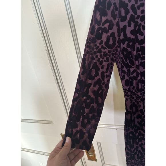Cache Velvet Burnout Animal Print Sheath Dress Womens Size 6 Purple Whimsy - Picture 2 of 9
